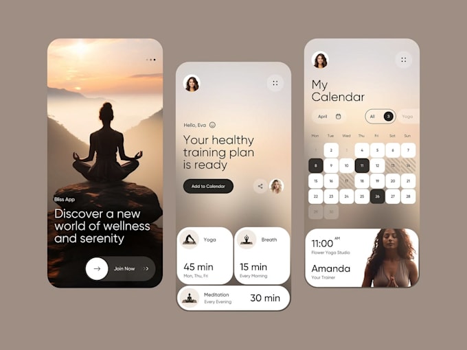 develop yoga app, meditation app, wellness, affirmation and mental health app