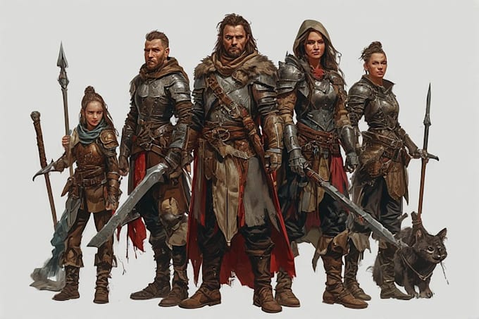 make a dnd party character and illustartion