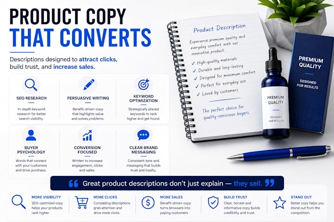 write SEO optimized product descriptions for e commerce and amazon