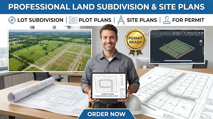 do land subdivision, lot subdivision, plot plan and site plan for permit