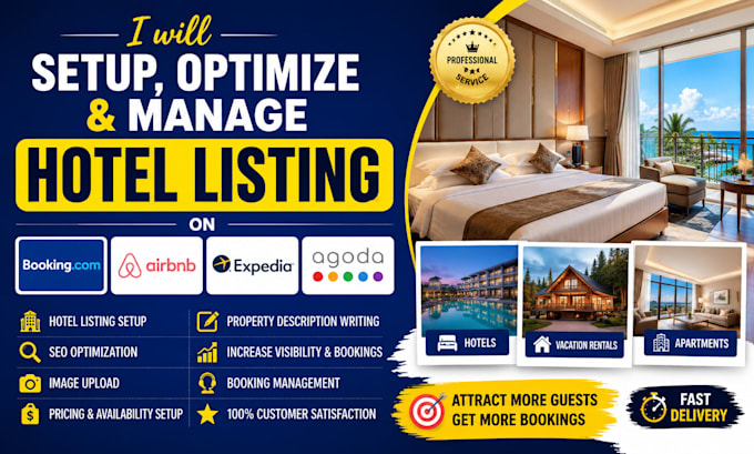 setup optimize and manage booking com airbnb hotel listing