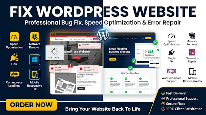 fix wordpress website bugs errors issues and speed professionally
