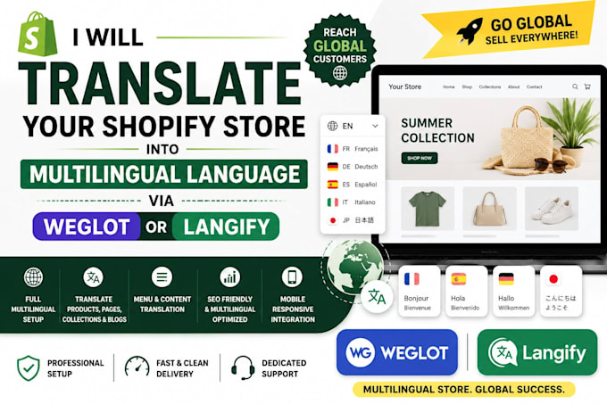 translate your shopify store into multilingual language via weglot langify