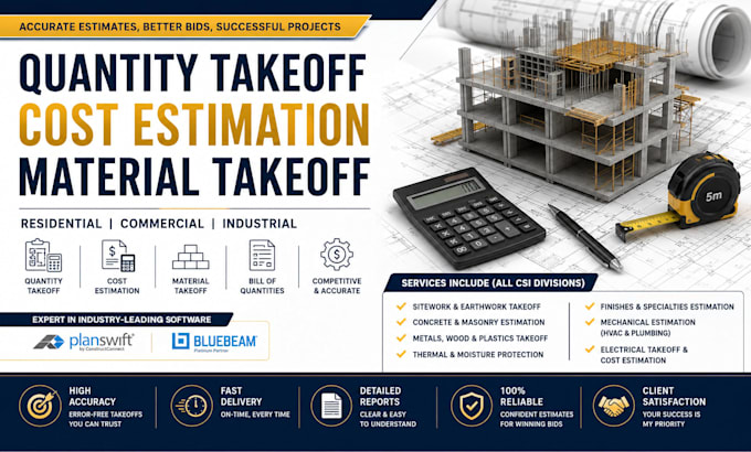 do material take off, quantity take off and cost estimation