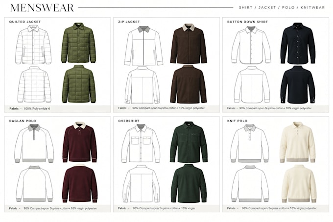 design a menswear collection with fabric and colour specifications