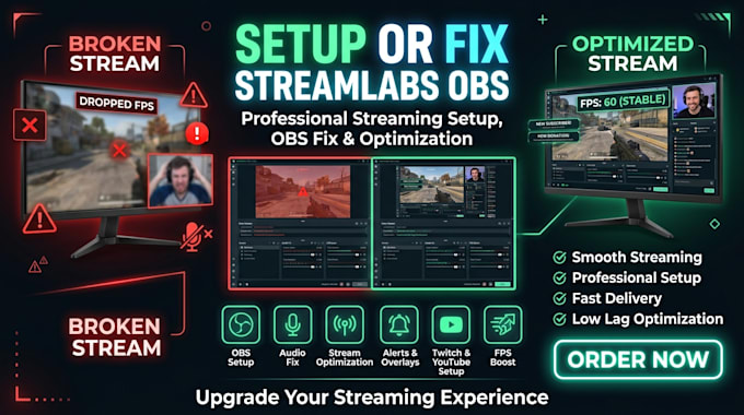 setup or fix streamlabs obs for professional streaming