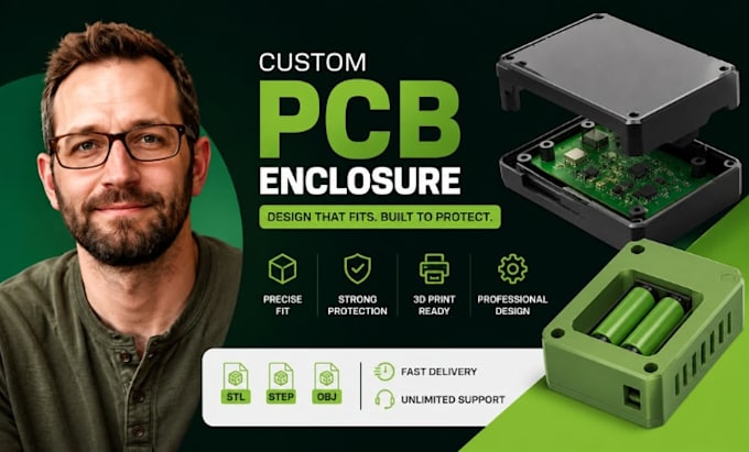 custom pcb enclosure electronic housing battery cad stl expert service
