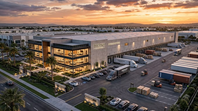 design 3d warehouse factory, industrial space, logistic design, 3d rendering