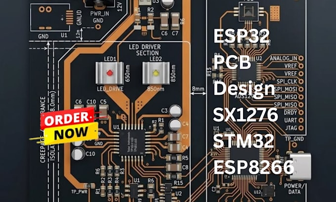 professional esp32 iot pcb design, schematics layout gerber files rf lora sx1276