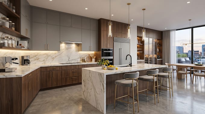 create custom kitchen design with 2020 2d and 3d render