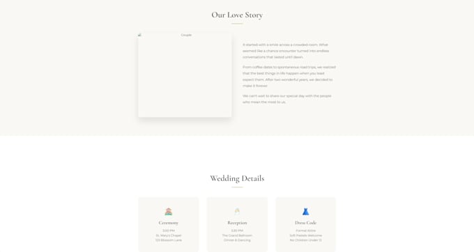 create a wedding website for the wedding invitation and rsvp