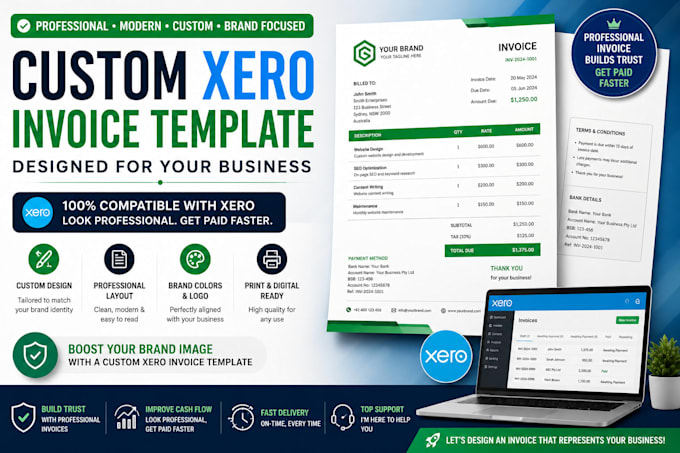 design professional xero invoice template for your business
