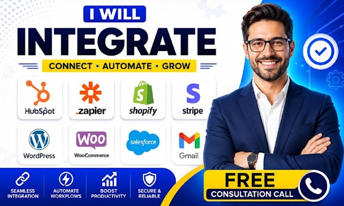 integrate hubspot zapier shopify stripe wordpress woocommerce salesforce gmail