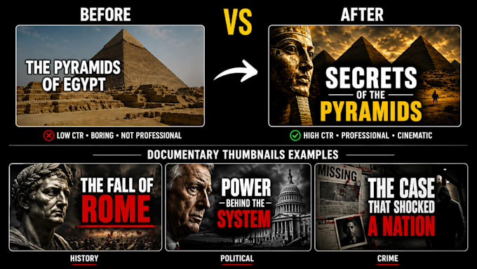 design cinematic documentary youtube thumbnails