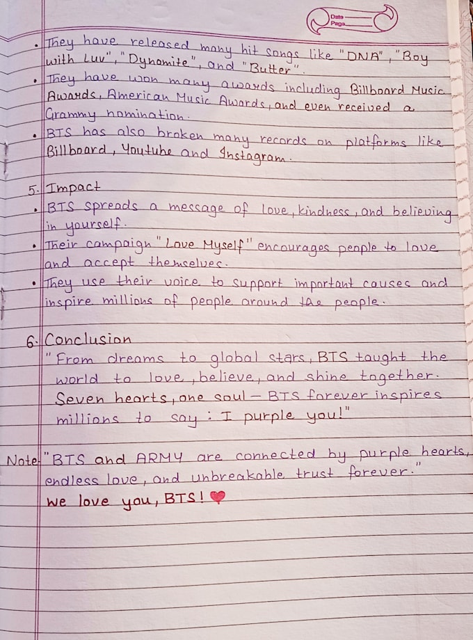write aesthetic and clean handwritten notes for study