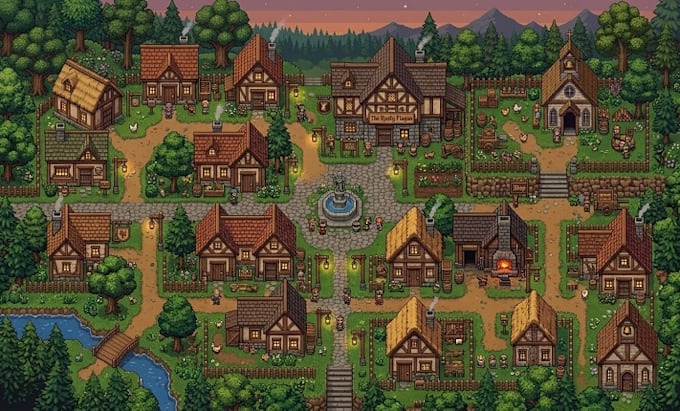 create top down pixel art rpg environment map tileset assets background
