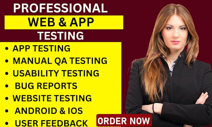 do app testing website testing QA usability user testing and bug reporting