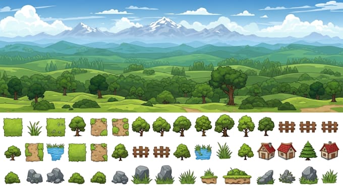 create 2d parallax seamless background and map tiles for games