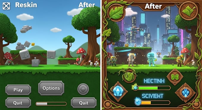 professionally reskin unity game and redesign unity ui