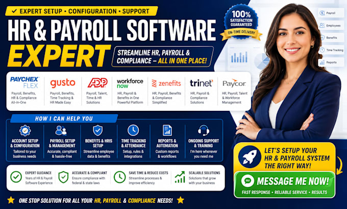 setup HR software paychex flex gusto adp workforce now zenefit trinet peo paycor