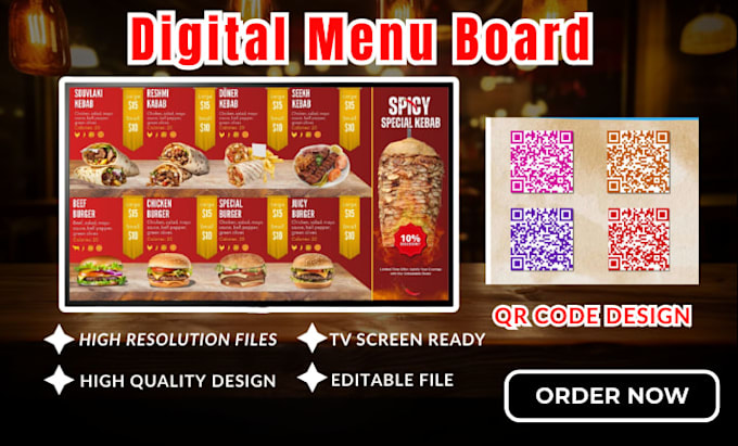 design digital menu board restaurant menu qr code menu