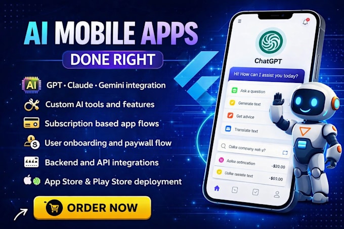 do ai mobile app development flutter app ios android app ai chatbot ai web app