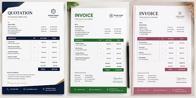 design professional invoice and quotation