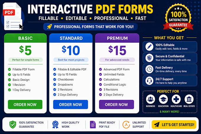 create fillable and editable PDF forms