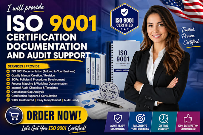 provide iso 9001 certification documentation and audit support