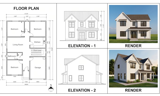 create 2d architectural floor plan and submission drawing