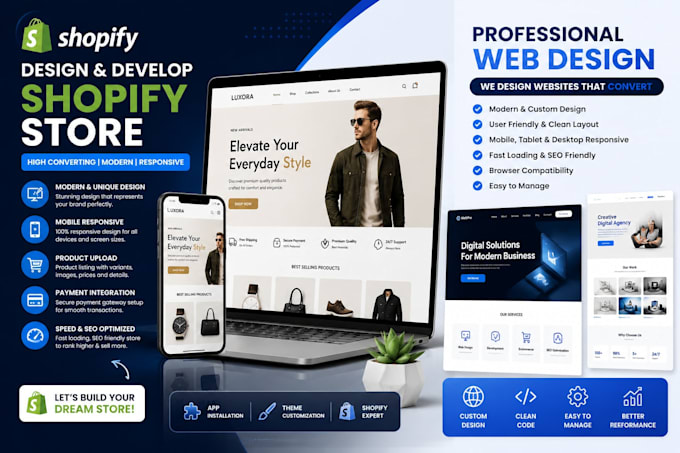 design modern websites and shopify stores