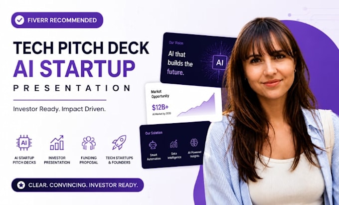 create tech pitch deck, ai startup, and investor presentation slides