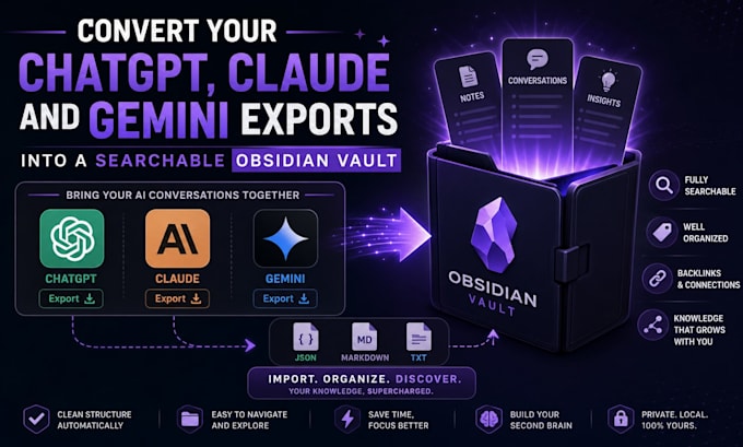 convert your chatgpt claude and gemini exports into a searchable obsidian vault