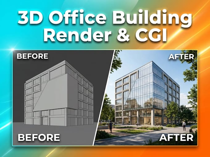 draw 3d commercial office building cgi real estate visualization rendering