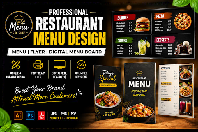 design restaurant menu, flyer menu board