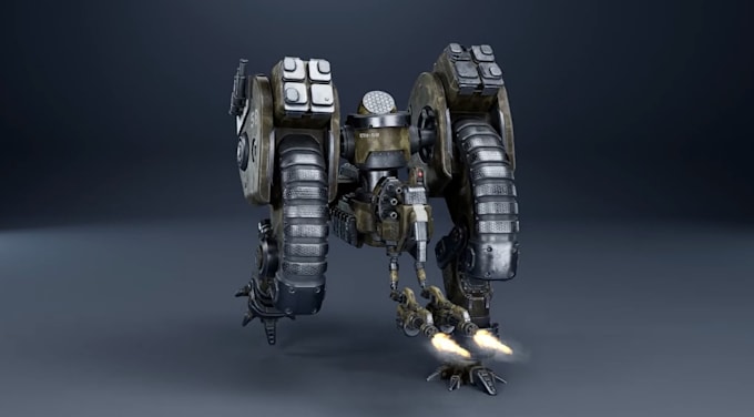 create 3d mechanical sci fi mech robot model for game and animation