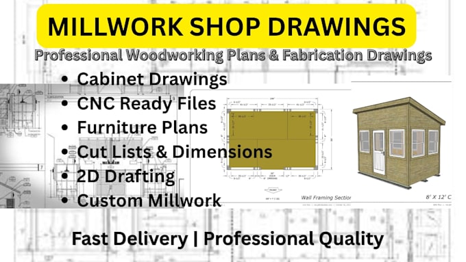 draft architectural millwork shop drawings and cabinetry details
