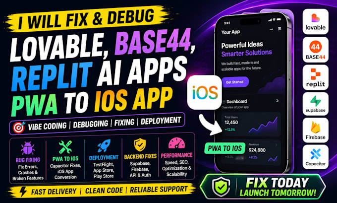 convert lovable base44 pwa to ios app rork app base44 app debugging vibe coding