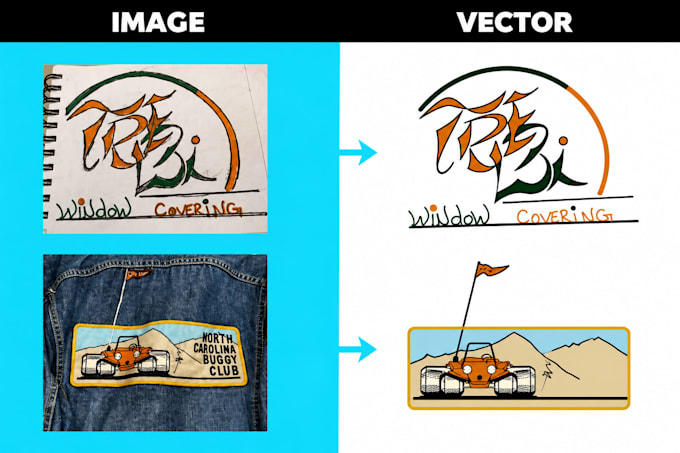 do manual vector tracing and logo redraw