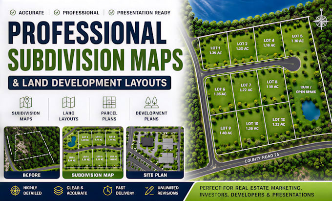 create subdivision maps and land development site layouts