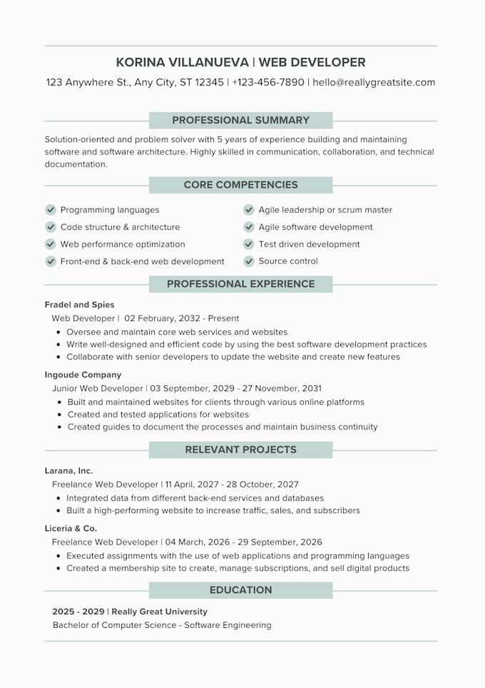 create an ats friendly professional resume