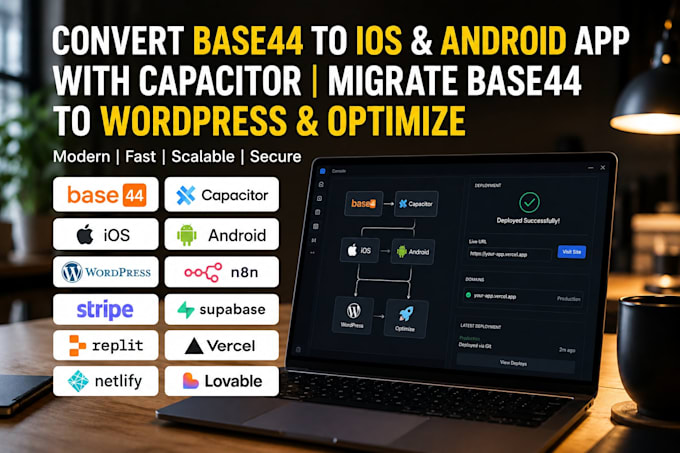 convert base44 to ios and android app capacitor migrate base44 to wordpress