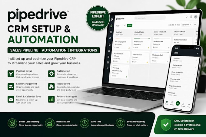 setup pipedrive CRM automation sales pipeline and integrations
