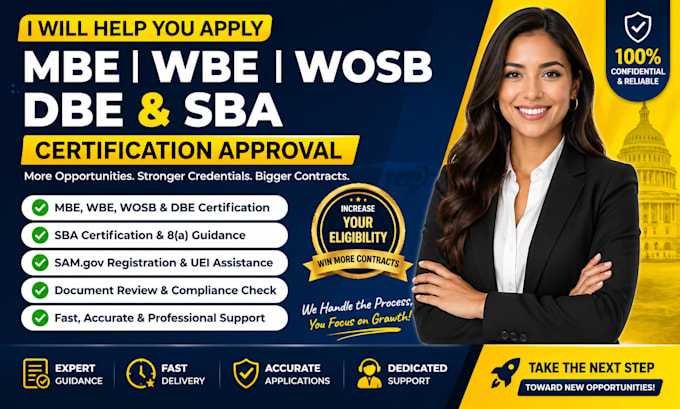 help apply mbe wbe wosb dbe and sba certification approval