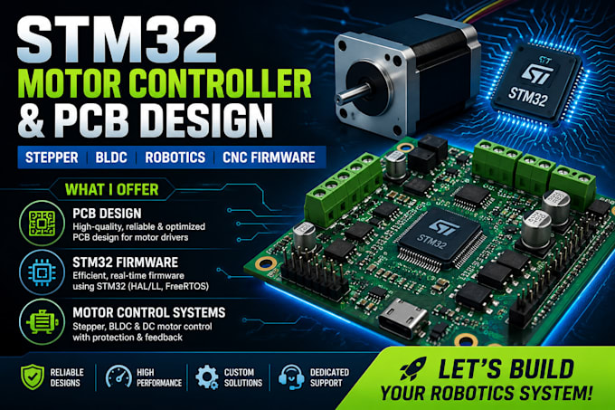 do stm32 motor controller pcb design, stepper driver firmware for robotics cnc