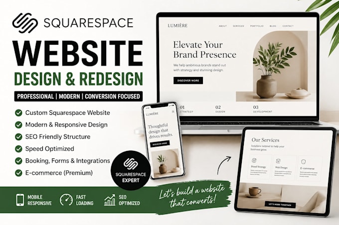 build squarespace website design redesign squarespace website development