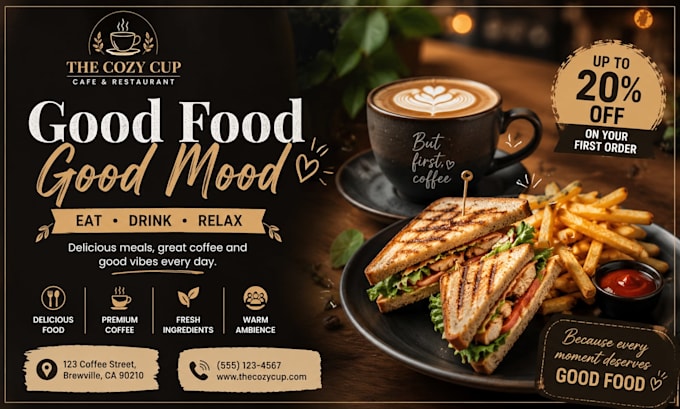 design restaurant flyer, food poster and menu advertisement