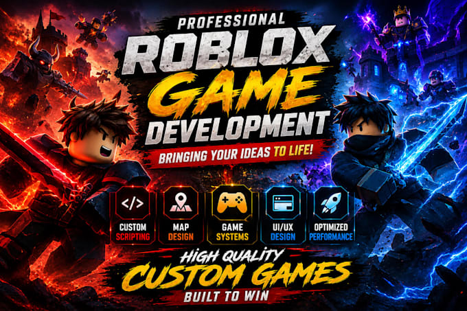 develop roleplay game, fps,obby roblox,simulator,roblox hood game,map,script,vfx