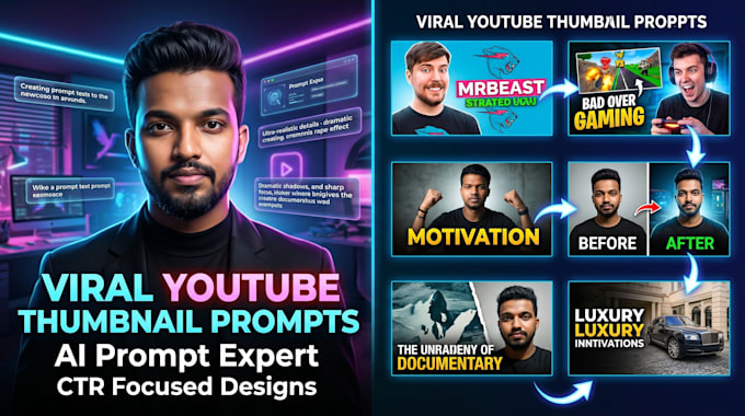 write ai prompts for youtube thumbnails and logo design