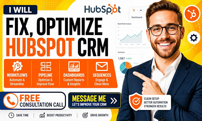 fix optimize hubspot CRM workflows automation pipeline dashboards sequences